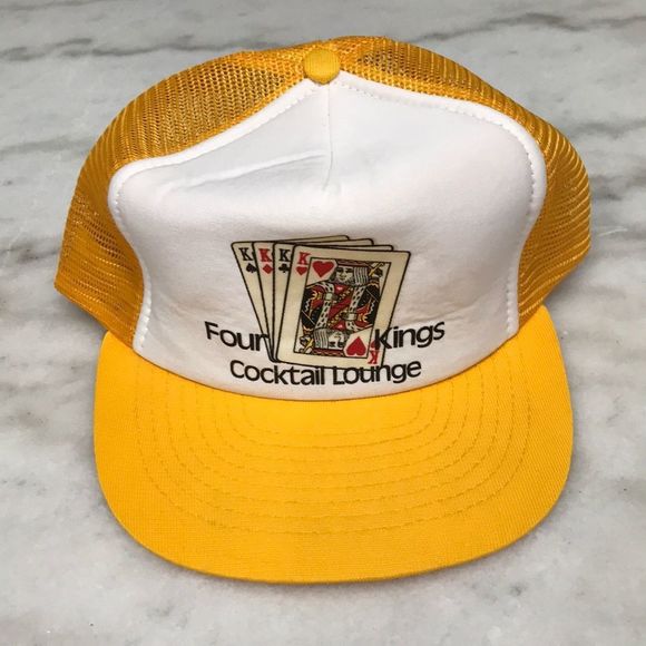 Other - Vintage SnapBack  hat “4 Kings Cocktail Lounge” Yellow/White trucker style hat
